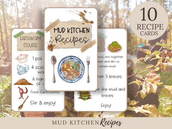 Mud Kitchen Recipe Cards, Montessori Learning, Sensory Play (Digital Download)
