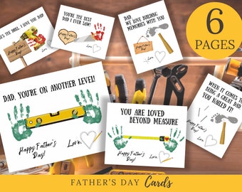 Tarjeta del Día del Padre con huella de mano y herramienta, imprimible para manualidades (descarga digital)