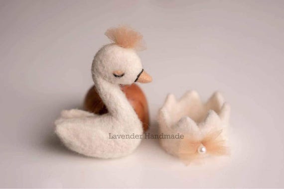 Felt Swan and Crown  For Newborn Photography