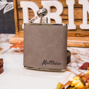 Personalized Leather Flask, Groomsmen Flask, Personalized Groomsman Flasks, Gift For Him, Leather Hip Flask, Flask For Groomsmen