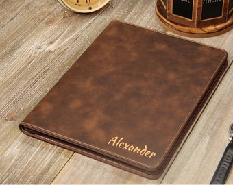 Personalized Zipper Leather Portfolio, Personalized Notebook, Leather portfolio, Business Portfolio, Custom Notepad Cover, Personalized Gift