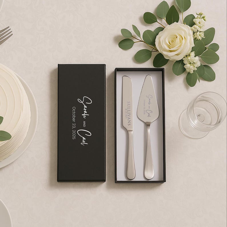 Customized Cake Cutting Set, Wedding Cake Cutting Set, Custom Name Gift, Cake Server Set, Gold Cake Server, Engraved Cake Set, Custom Gift