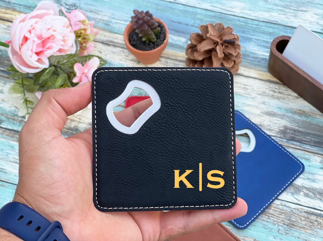 Leatherette Coasters, Personalized Coaster, Coaster With Bottle Opener