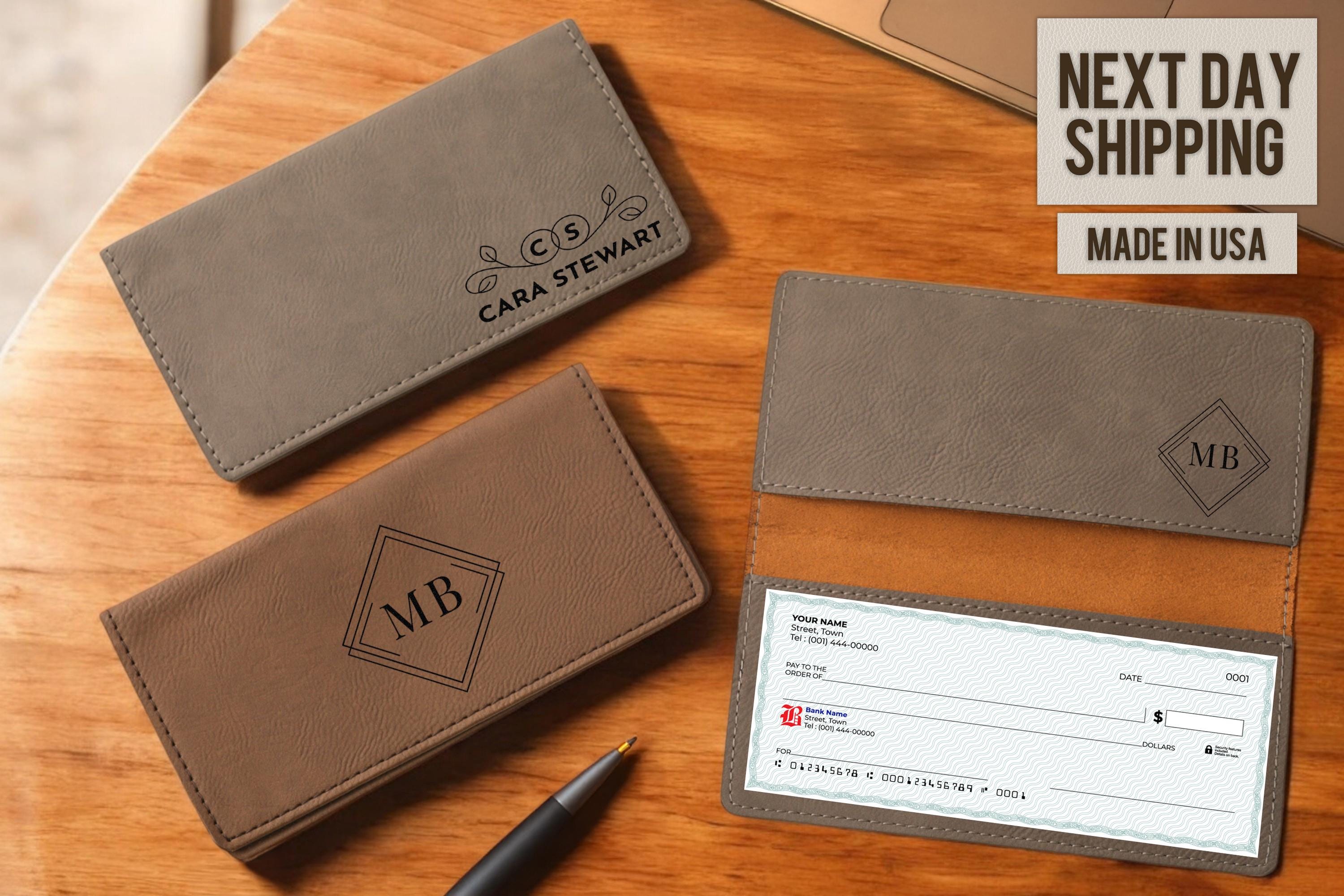 Leather Checkbook Cover, Check Book Cover, Custom Faux Vegan, Personalized Checkbook Wallet, Gift For Her, Him, Personalized Gift, Custom