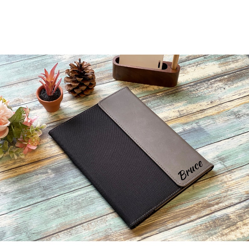 Custom Engraved Portfolio, Leather Portfolio, Personalized Portfolio, Personalized Notebook, Personalized Business Gift, Business Portfolio image 2