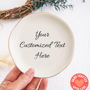 Custom Text Ring Dish, White Ceramic Jewelry Dish, Design Your Own Ring Dish, Personalized Gift, Photo Trinket Dish, Custom Photo Gift