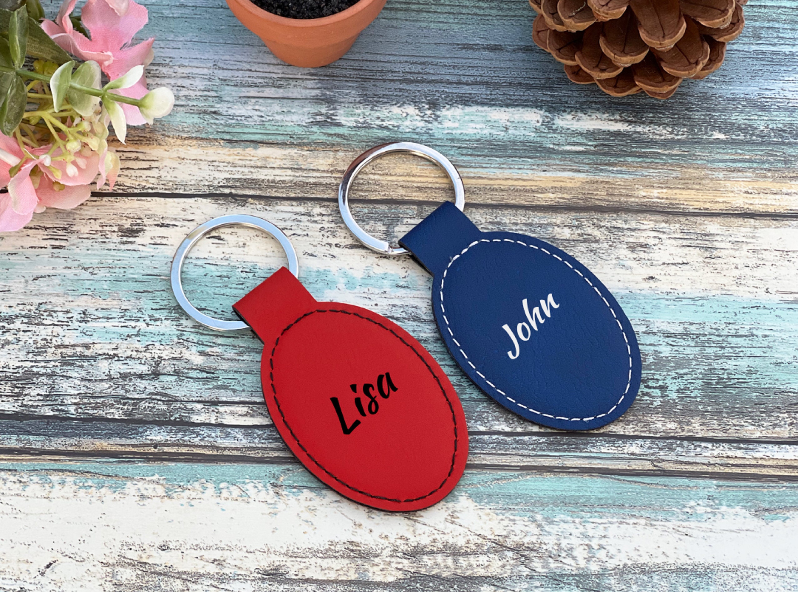 Customized Leather Keychain Personalized Leather Keychain Etsy
