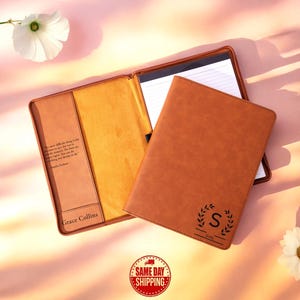 Personalized Zipper Leather Portfolio, Personalized Notebook, Leather portfolio, Business Portfolio, Custom Notepad Cover, Personalized Gift