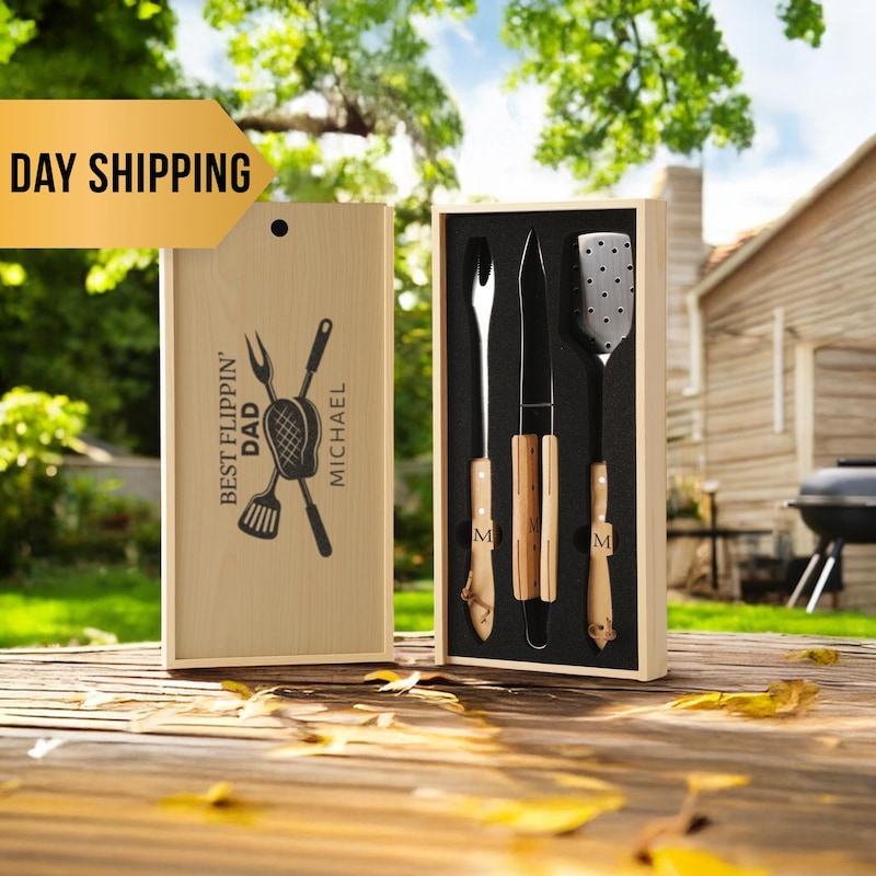 Personalized BBQ Tools Set, Custom Barbeque Set, Father's Day Gift, Engraved Grill Tool Set, Gift For Dad, Gift For Him, Father's Day Gift