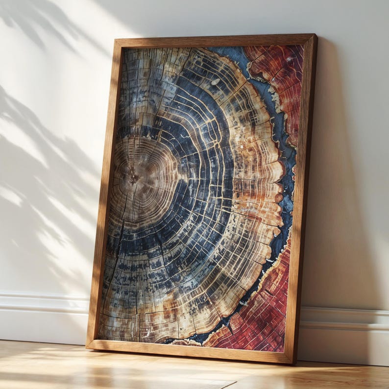 Tree Ring Framed Wall Art, Abstract Colorful Tree Ring Art, Tree Ring Wall Decor, Framed Nordic Tree Ring Art, Modern Farmhouse Decor