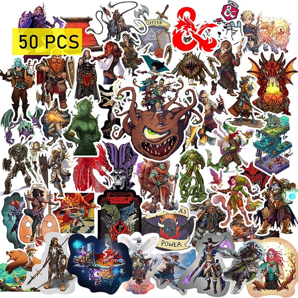 DND Stickers, Dragon Fantasy Tabletop RPG Stickers - Durable Waterproof Vinyl Stickers