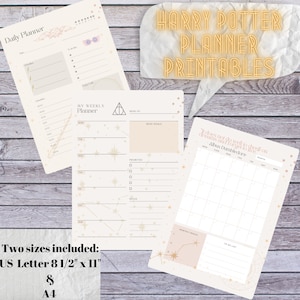 Potter Planner Printables, Wizard Planner, Magic School Planner with Quotes - Monthly, Daily, Weekly Planners Template, Letter and A4