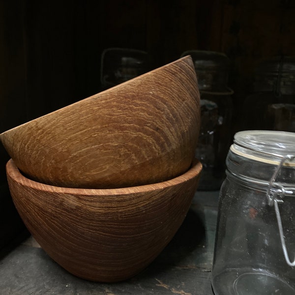 Vintage MCM Wood Set of 2 Cereal/Açaí Bowls