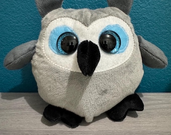 Soft Gray Plush Owl, Fantasy Animal, Stuffed Owl, Owl Gift, Handmade Plushie, Stuffed Animal, Whimsical