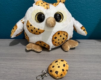 Chocolate Chip Cookie Plush Owl, Fantasy Animal, Stuffed Owl, Owl Gift, Handmade Plushie, Stuffed Animal, Whimsical, Bird
