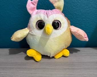 Rainbow Pastel Plush Owl, Fantasy Animal, Stuffed Owl, Owl Gift, Handmade Plushie, Stuffed Animal, Whimsical