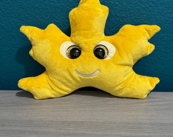 Yellow Happy Leaf Plush,  Fantasy Creature , Nature Plush , Handmade Plushie, Stuffed Animal, Whimsical, Autumn Decor
