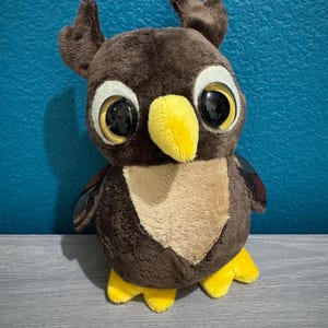 Baby Brown Plush Owl, Semi Weighted, Fantasy Animal, Stuffed Owl, Owl Gift, Handmade Plushie, Stuffed Animal, Whimsical