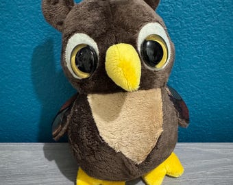 Baby Brown Plush Owl, Semi Weighted, Fantasy Animal, Stuffed Owl, Owl Gift, Handmade Plushie, Stuffed Animal, Whimsical