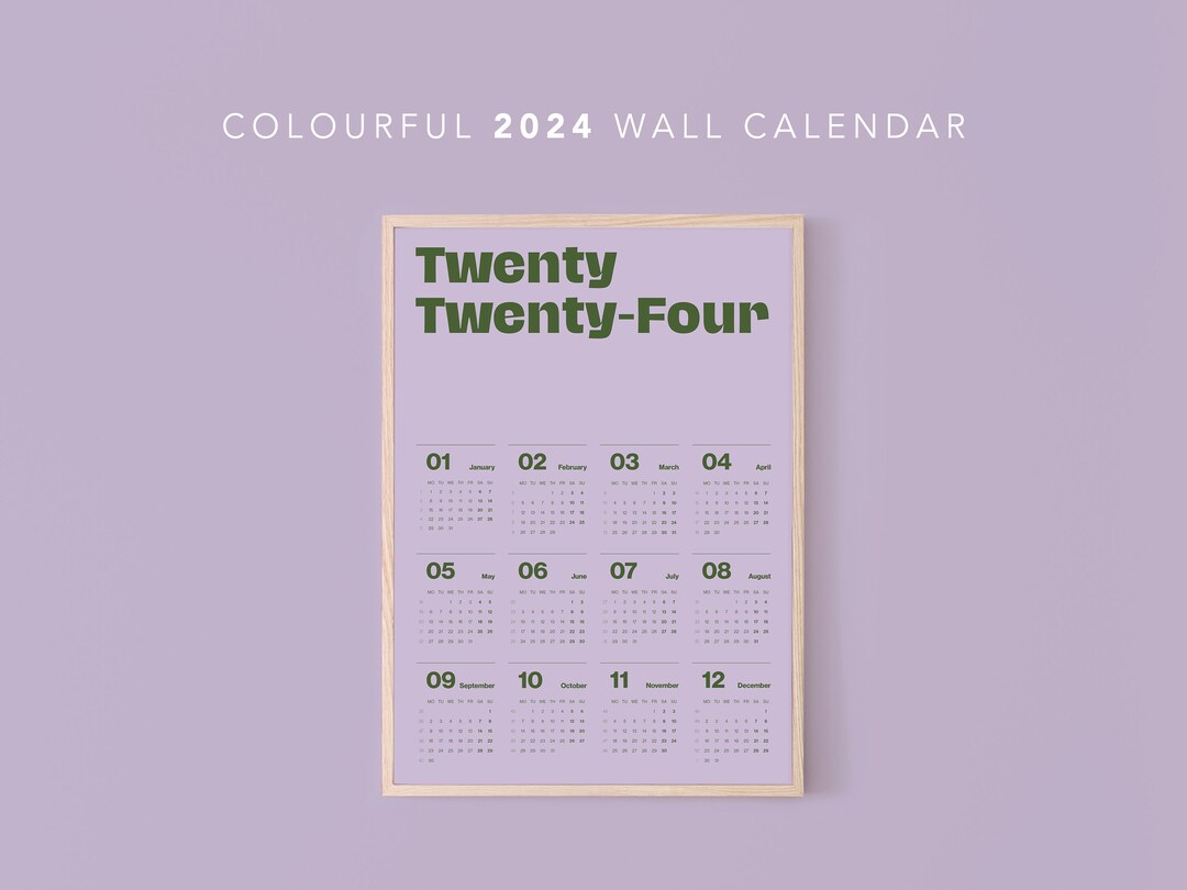 2024 Colourful Purple Printable Calendar Maximalism Wall - Etsy