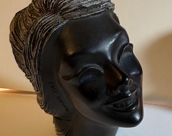 Hawaiian Black Coral Woman's Head Sculpture