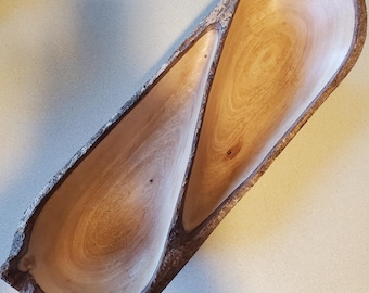 Mango Wood Bowl, Divided with Live Edge
