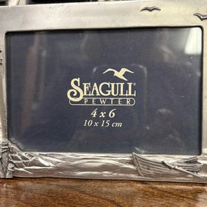 Pewter Picture Frame with Boat & Lighthouse