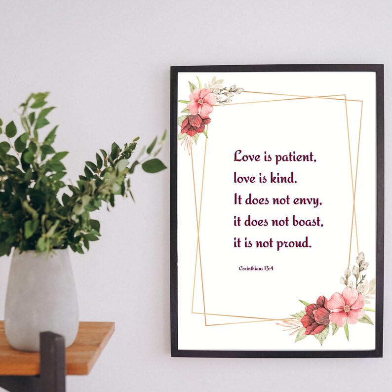Buy Corinthians 13:4, Scripture Wall Art, Christian Wall Décor, Digital ...