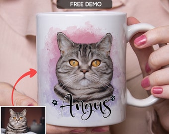 Personalized Cat Mug, Custom Pet Coffee Cup, Cat Remembrance Gift, Sympathy Gifts for Cat, Memorial Cat Gift, Custom Photo Cat Mug