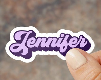 Retro name sticker, water bottle stickers, custom made stickers, water resistant stickers, laptop stickers, gift for sticker lover!