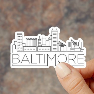 Baltimore Vinyl Sticker, Water Resistant Sticker, Laptop Decal, Water Bottle Decal, Car Window Vinyl Sticker, Baltimore Maryland Skyline