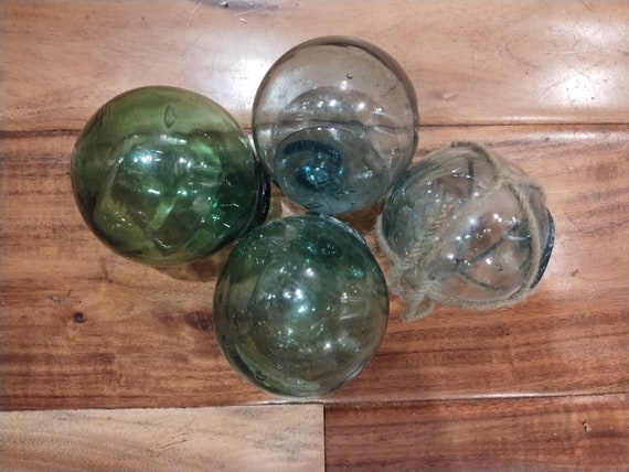 2 Sets FREE SHIPPING, 4 Old Japanese Glass Fishing Floats Set of 4