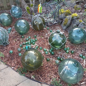 Buy 5 + = FREE SHIPPING Vintage Japanese Glass fishing floats, handmade, great price, green and aqua available, great nautical decor, rare