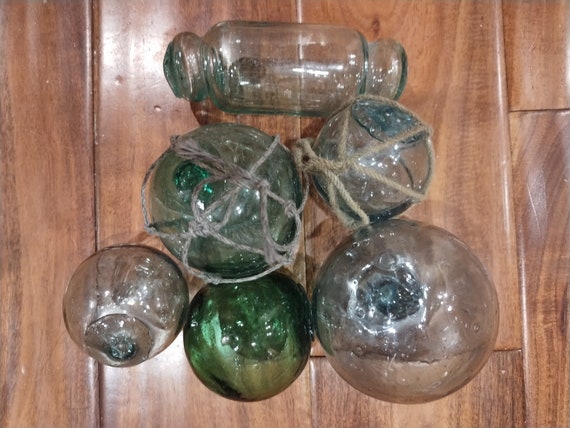 Stunning Mixed Set of 6 Authentic Japanese Glass Fishing Floats Free  Shipping Vintage Japanese Glass Fishing Floats, Hand Made & Great Price 