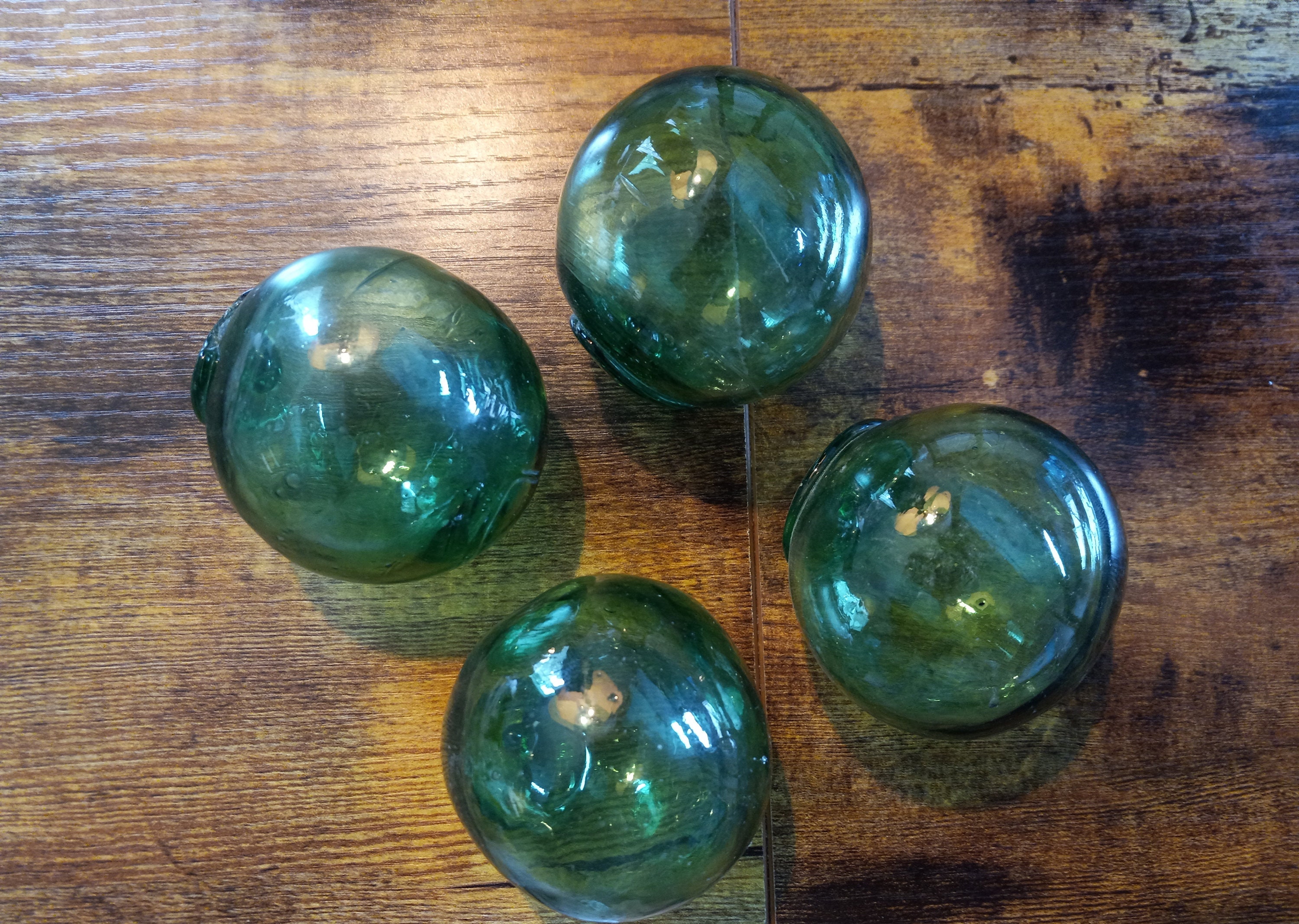 2 Sets FREE SHIPPING, 4 Old Japanese Glass Fishing Floats Set of 4 Smalls  Vintage Hand Made 50 Years Old 5 Stars Please See My Reviews -  Sweden