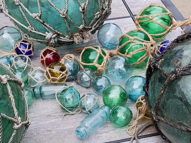 Vintage Japanese Glass Fishing Float: Green Aqua Nautical Decor - Etsy