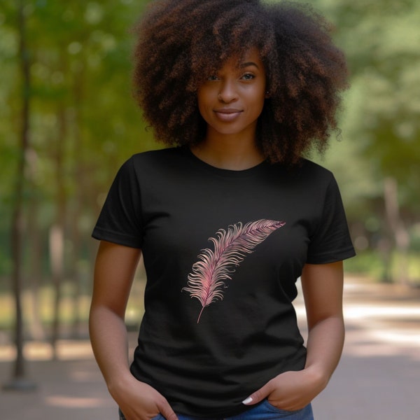 Aesthetic Feather T-Shirt, Native American Feathers, Feathers Tee, Boho Bird Feather Shirt, Boho Tribal Feathers Tees, Bohemian Gift For Her