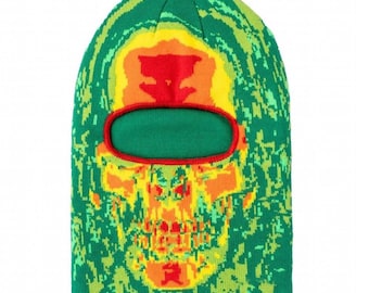Green Thermal Face scan Ski Mask Beanie Balaclava