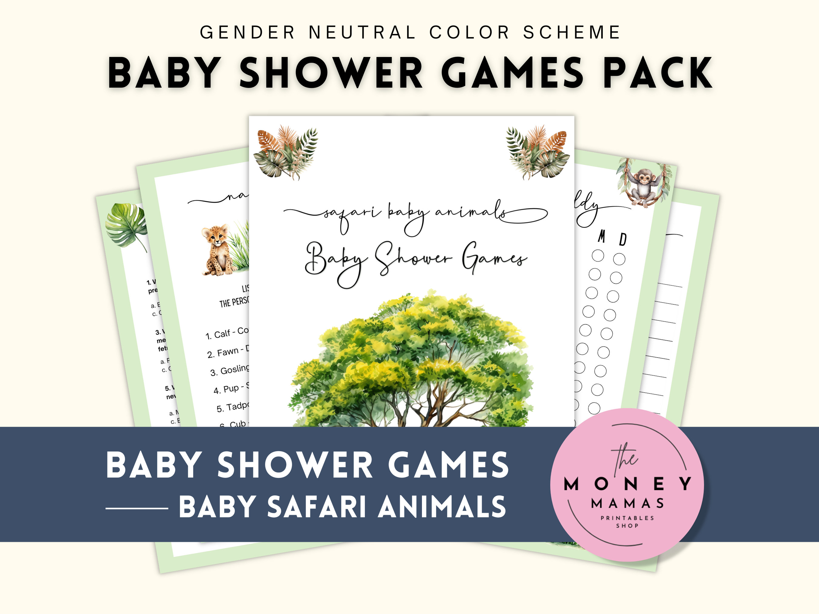 Safari Baby Shower Games Printable Bundle, Baby Safari Animals, Bingo ...