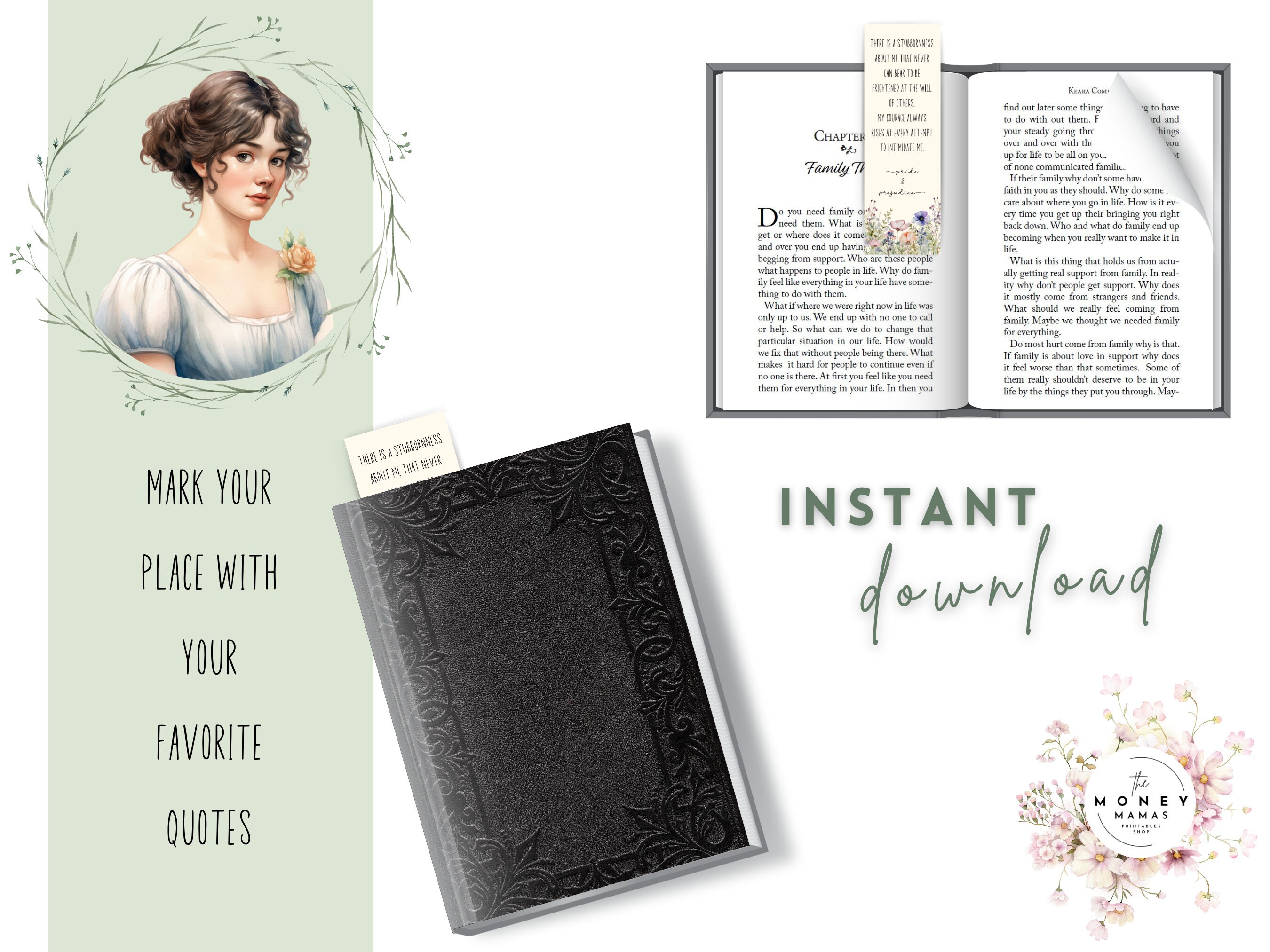 Jane Austen Printable Bookmarks, Cute Bookmarks Plus Reading Tracker ...
