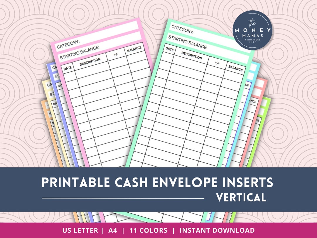 Paid Insert Cash Envelope Inserts for Cash Stuffing Budgeting, Cash Budgeting ...