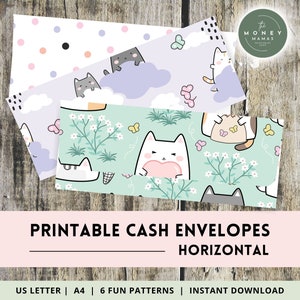 Cash Stuffing Umschläge - Bargeldumschläge zum ausdrucken für die Budgetierung, Geldumschläge in 6 lustigen Kawaii Katzenmustern, sofortiger digitaler Download