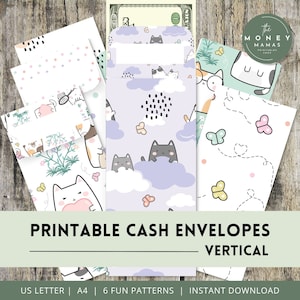 Cash Stuffing Umschläge - Bargeldumschläge zum ausdrucken für die Budgetierung, Geldumschläge in 6 lustigen Kawaii Katzenmustern, sofortiger digitaler Download