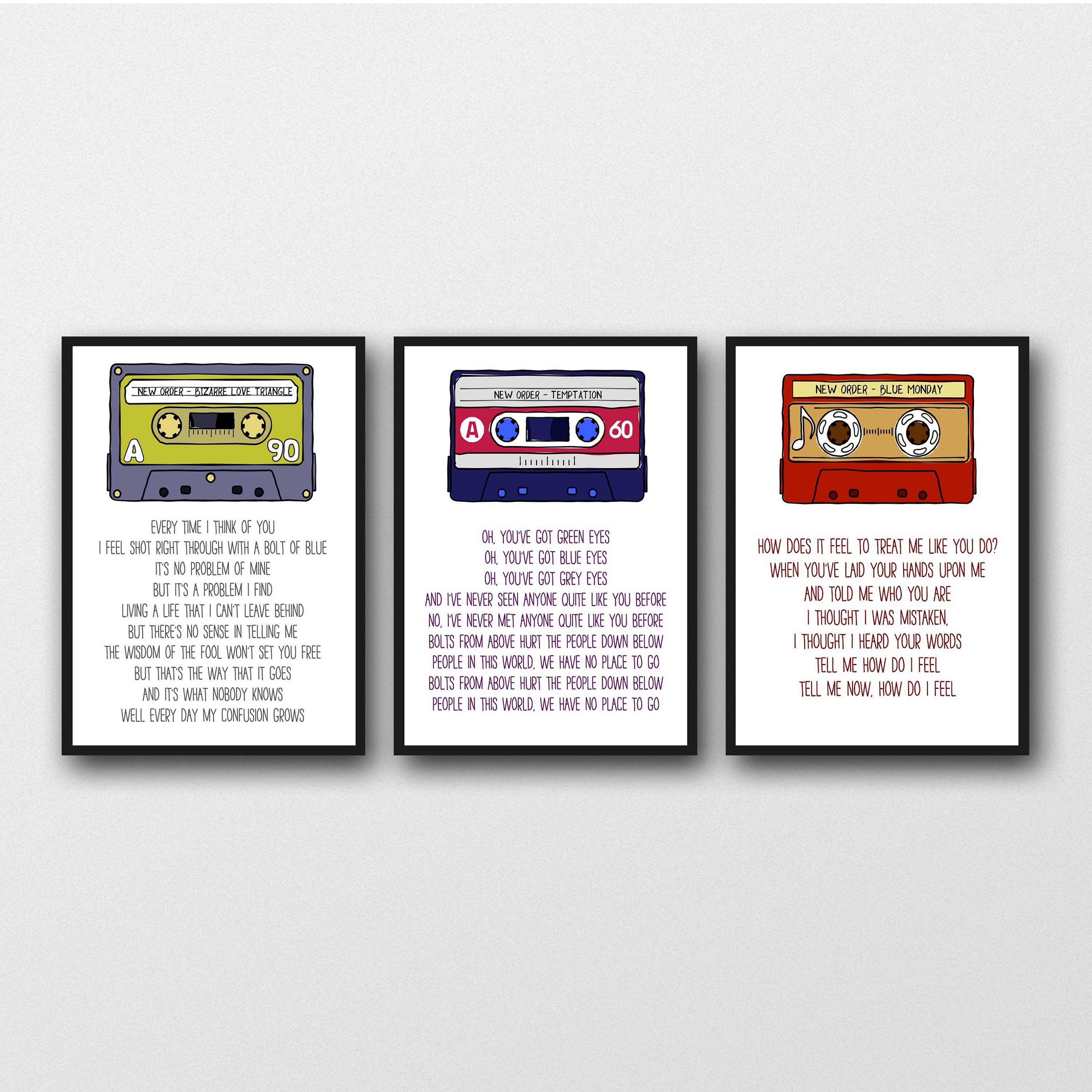 Set of 3 New Order Lyrics - Unframed New Order Prints