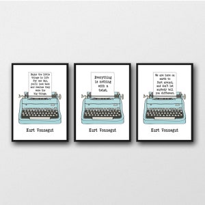 Conjunto de 3 citas de Kurt Vonnegut - Impresiones sin marco - Regalo ideal para los fans de Vonnegut