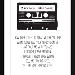 Blue Monday Lyrics - Unframed New Order Print - Ideal Gift for New Order Fan