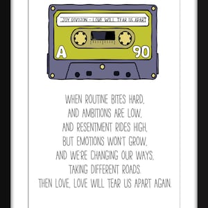 Love Will Tear Us Apart Lyrics - Unframed Joy Division Print - Ideal Gift for Joy Division Fan