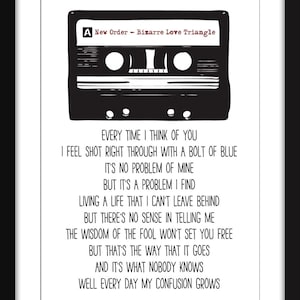 Bizarre Love Triangle Lyrics - Unframed New Order Print - Ideal Gift for New Order Fan