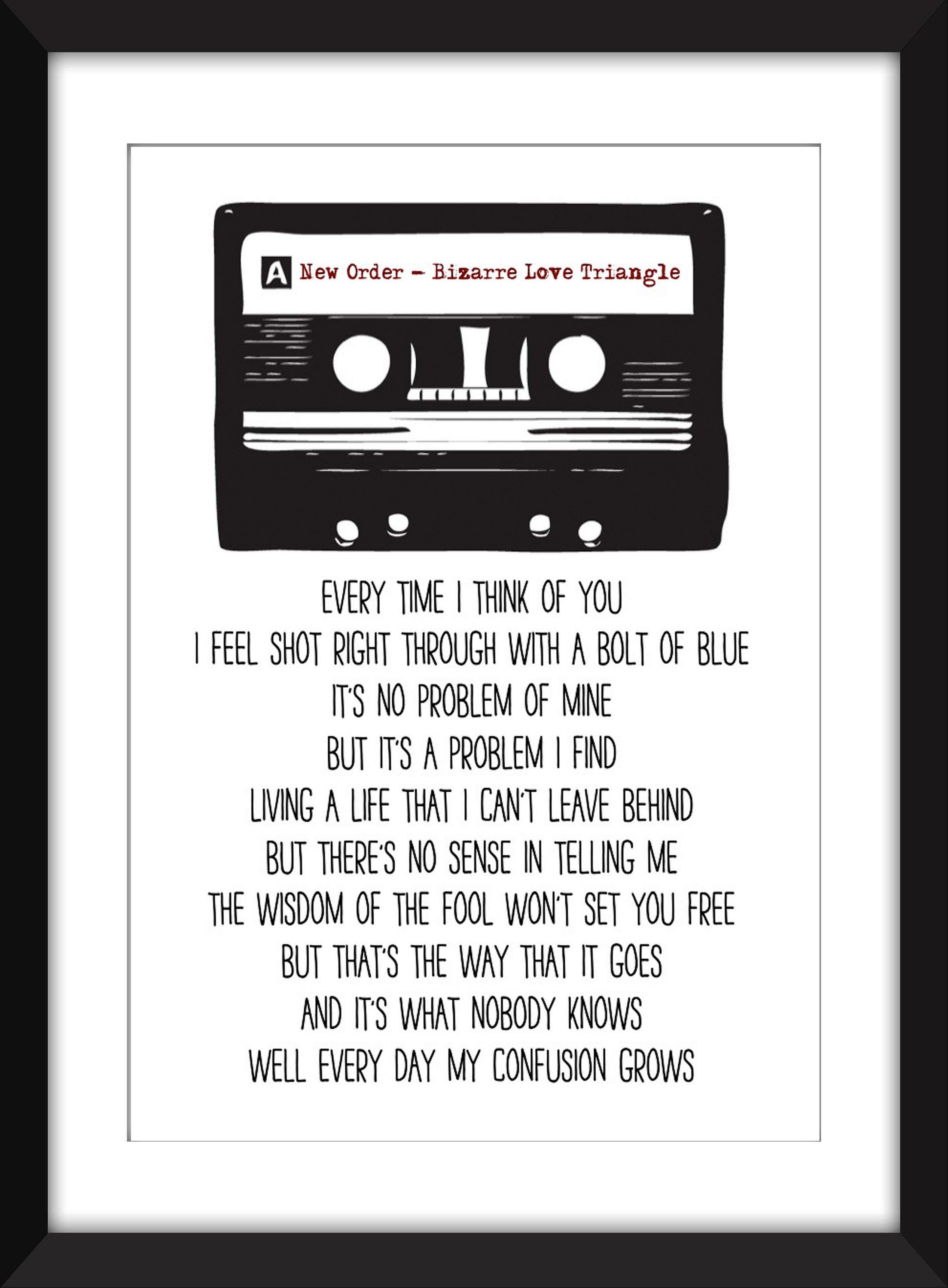 Less and More 英語版 Bizarre Love Triangle Lyrics - Unframed New Order Print