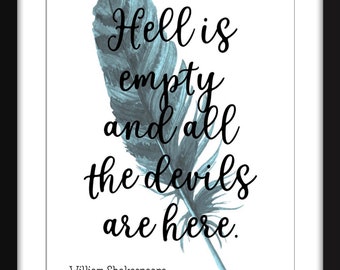 William Shakespeare - Hell is Empty Quote - Unframed Print